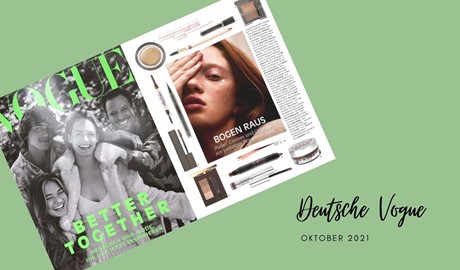 Unsere rosévergoldete Jubiläumspinzette mit echtem Rubin wird in der Oktoberausgabe der deutschen Vogue empfohlen