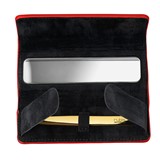 Genuine leather red case  w/mirror and tweezers shiny gold