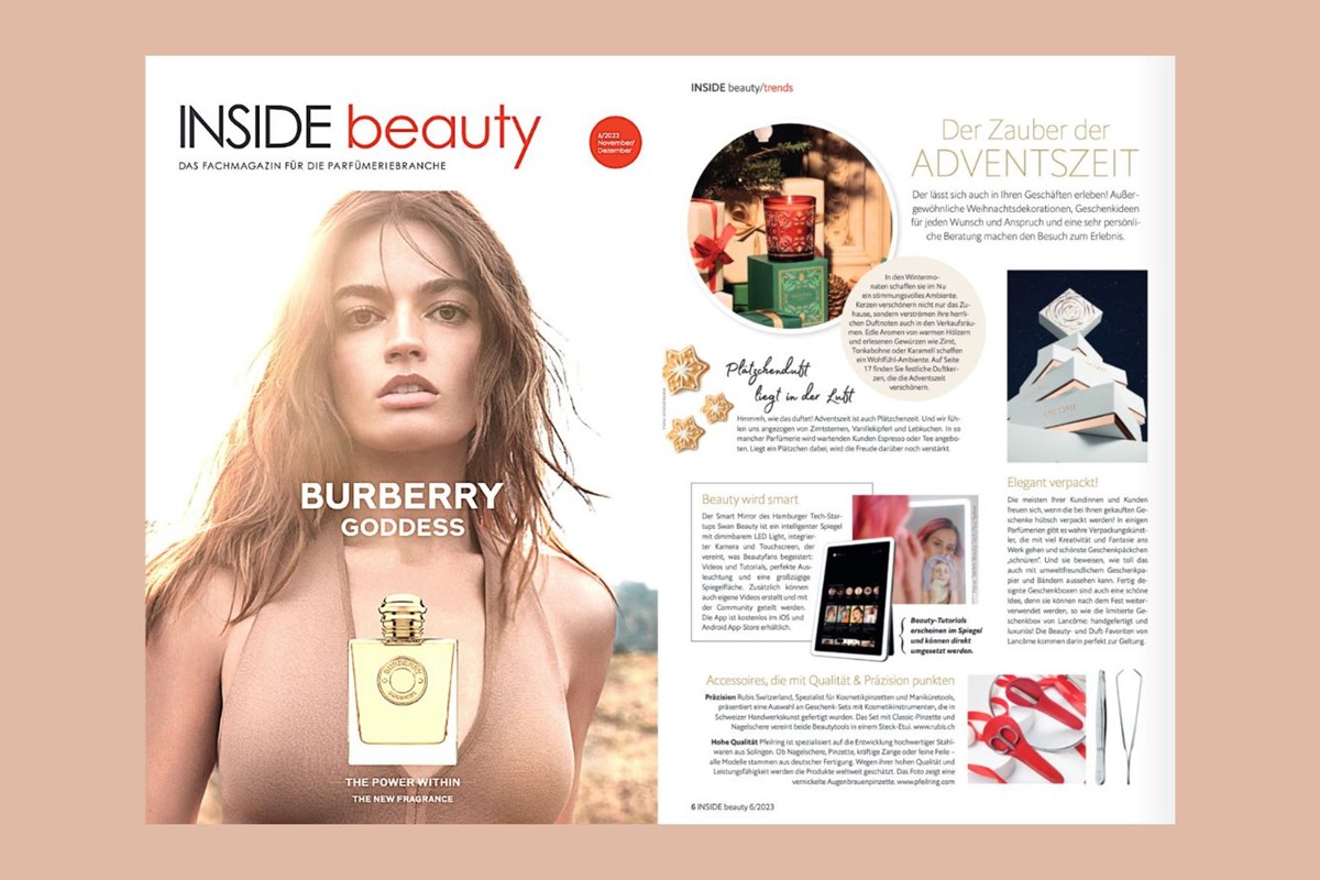 Veröffentlichung unseres Combi-Sets im Parfümerie-Fachmagazin Inside Beauty